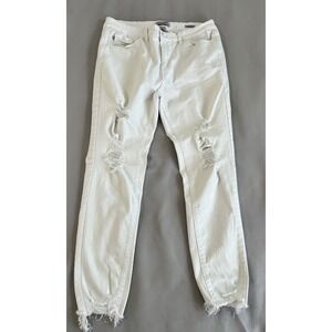 Judy Blue Skinny Fit White Distressed Stretch Jeans Women's Sz‎ 15/32